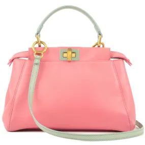 FENDI Leather Mini Peekaboo 2Way Bag Pink Mint Green 8BN244