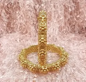 Floral Carved Gold Plated Openable Kadas.