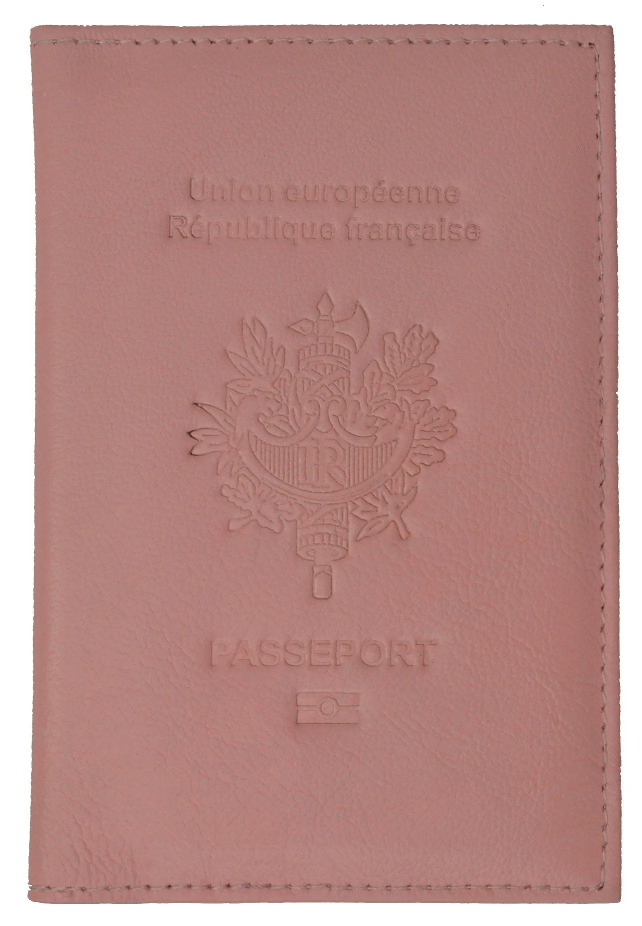 France Passport Cover with Credit card Holder Genuine Leather Travel Wallet with Embossed REPUBLIQUE FRANCAISE 601 BLIND France