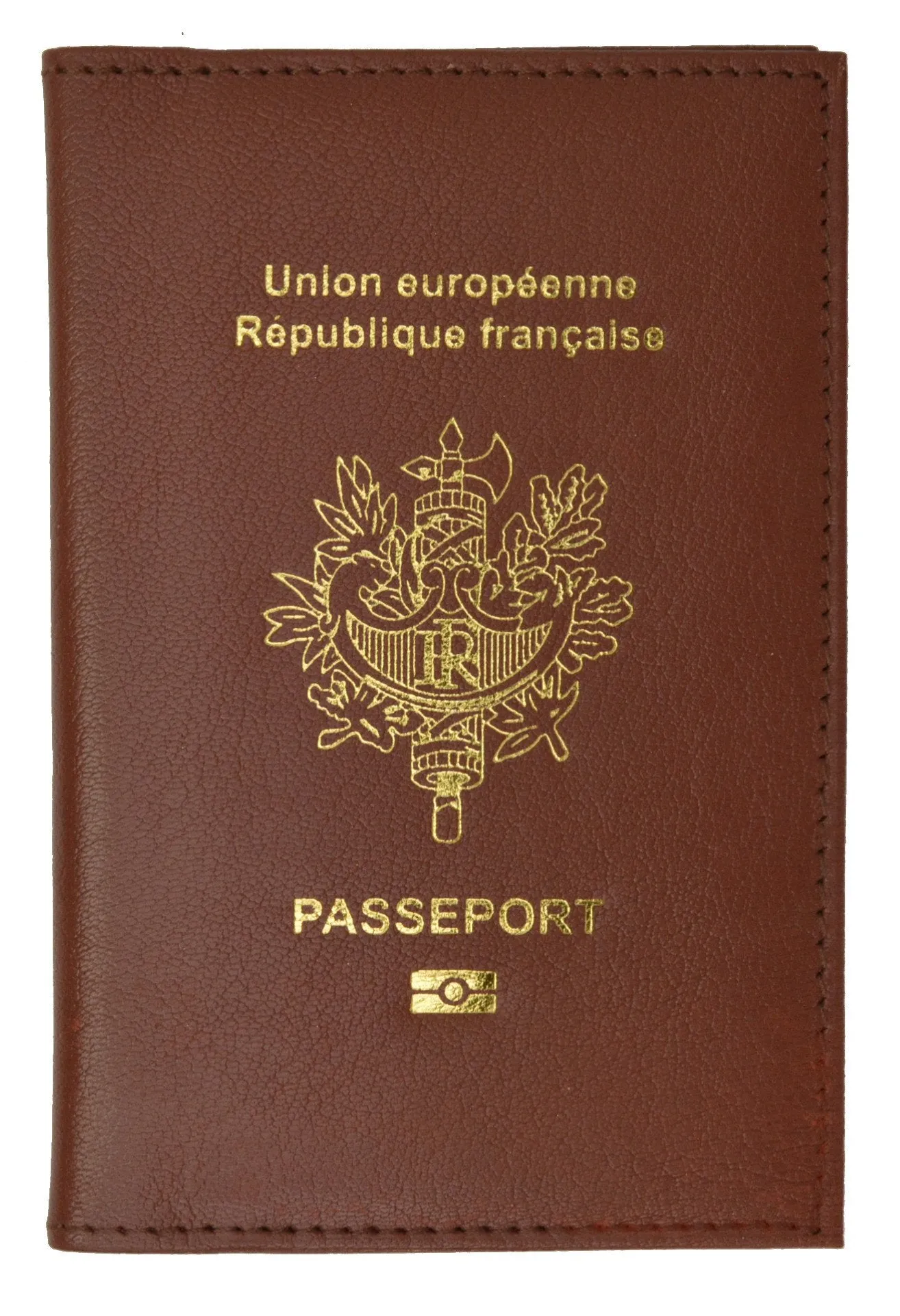 France Passport Cover with Credit card Holder Genuine Leather Travel Wallet with Imprint REPUBLIQUE FRANCAISE 601 France