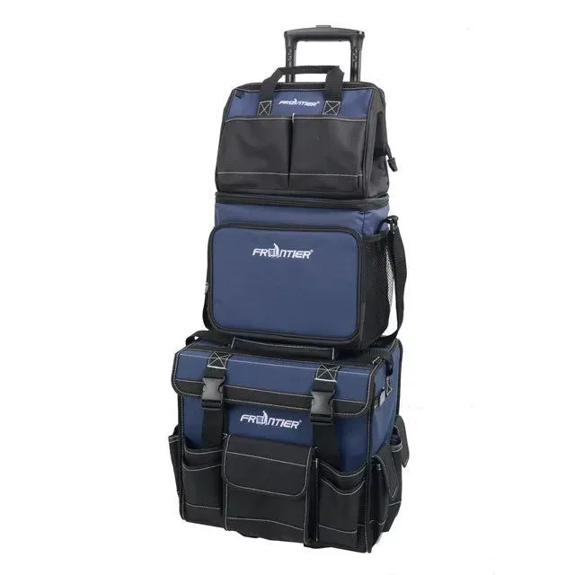 Frontier | 3-Piece Stackable Rolling Tool Bag Combo - 12 Inch Lunch Bag, 12 Inch Zipper Bag, 15 Inch Tool Bag