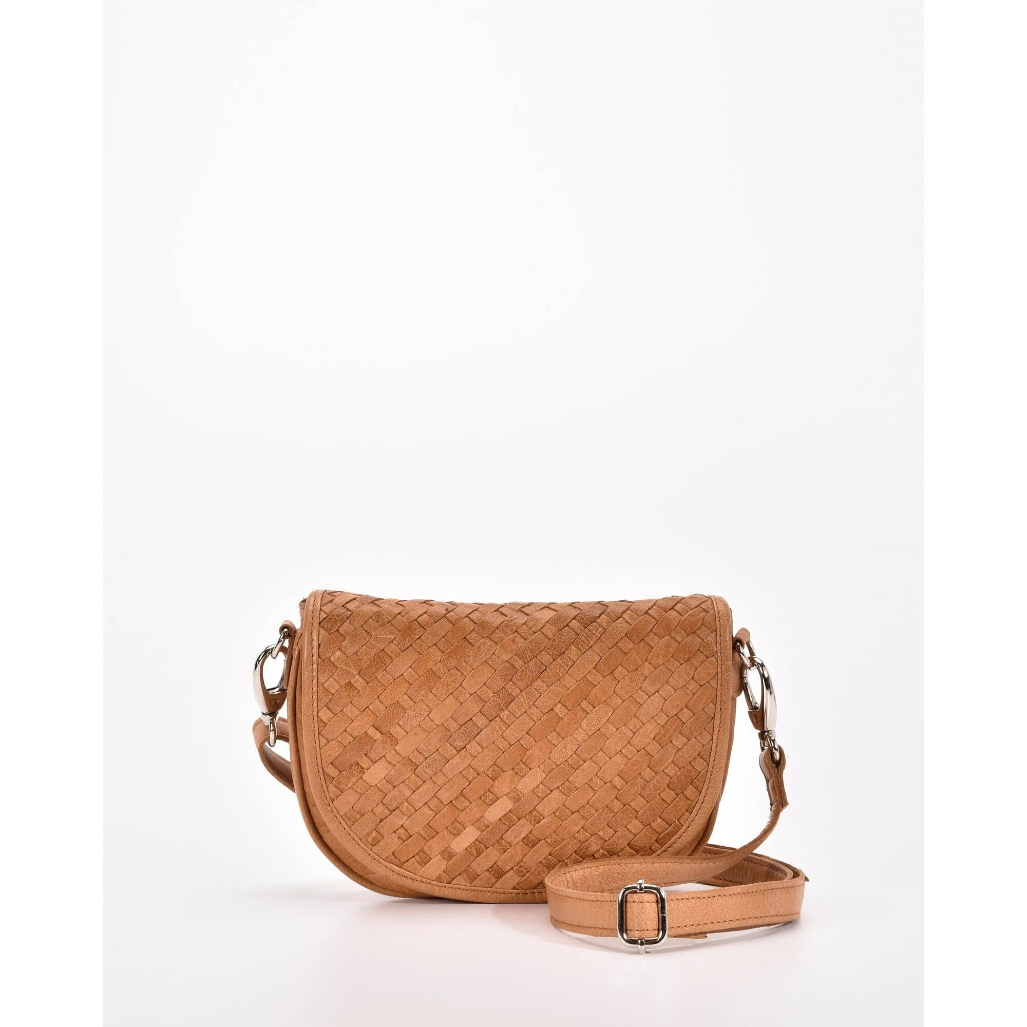 GABEE SURREY WOVEN LEATHER CROSSBODY BAG