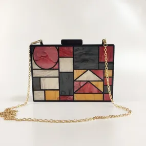 Geometric Patchwork Acrylic Crossbody Handbag