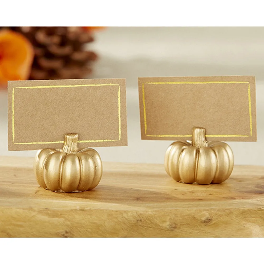 Gold Pumpkin Place Card Holder