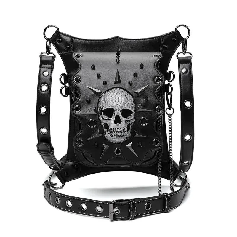 Gothic Style Skull Steampunk Shoulder Waist Leg Bag