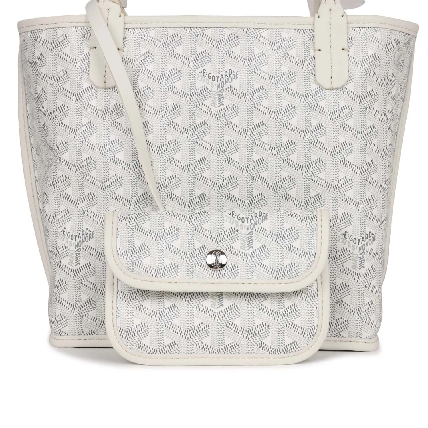 Goyard Goyardine Anjou White Mini Bag Palladium Hardware