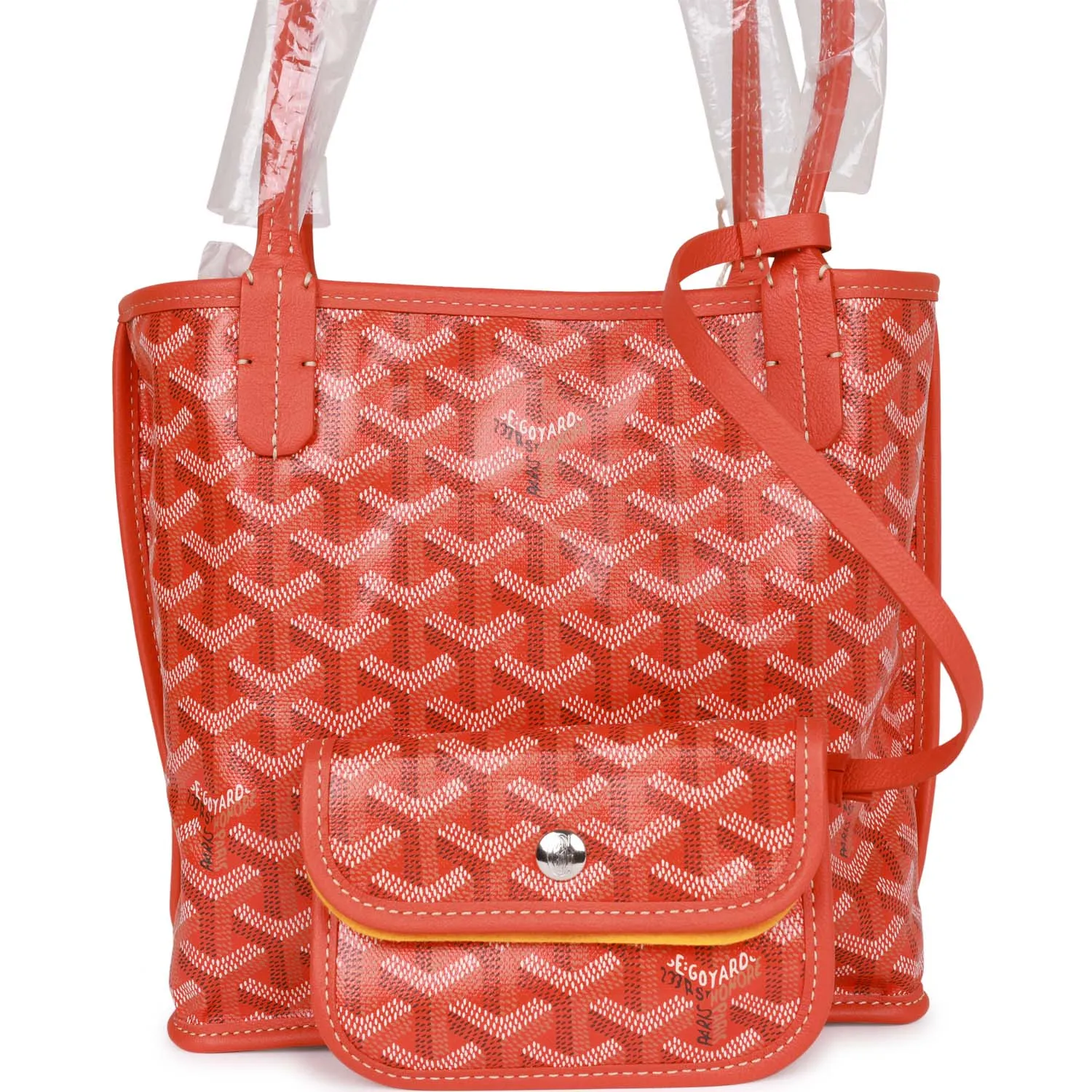 Goyard Goyardine Orange Anjou Mini Reversible Tote Bag Silver Hardware