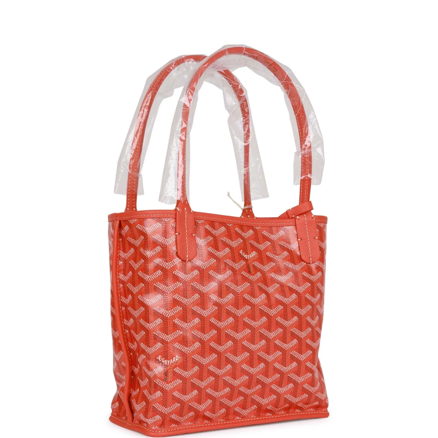 Goyard Goyardine Orange Anjou Mini Reversible Tote Bag Silver Hardware