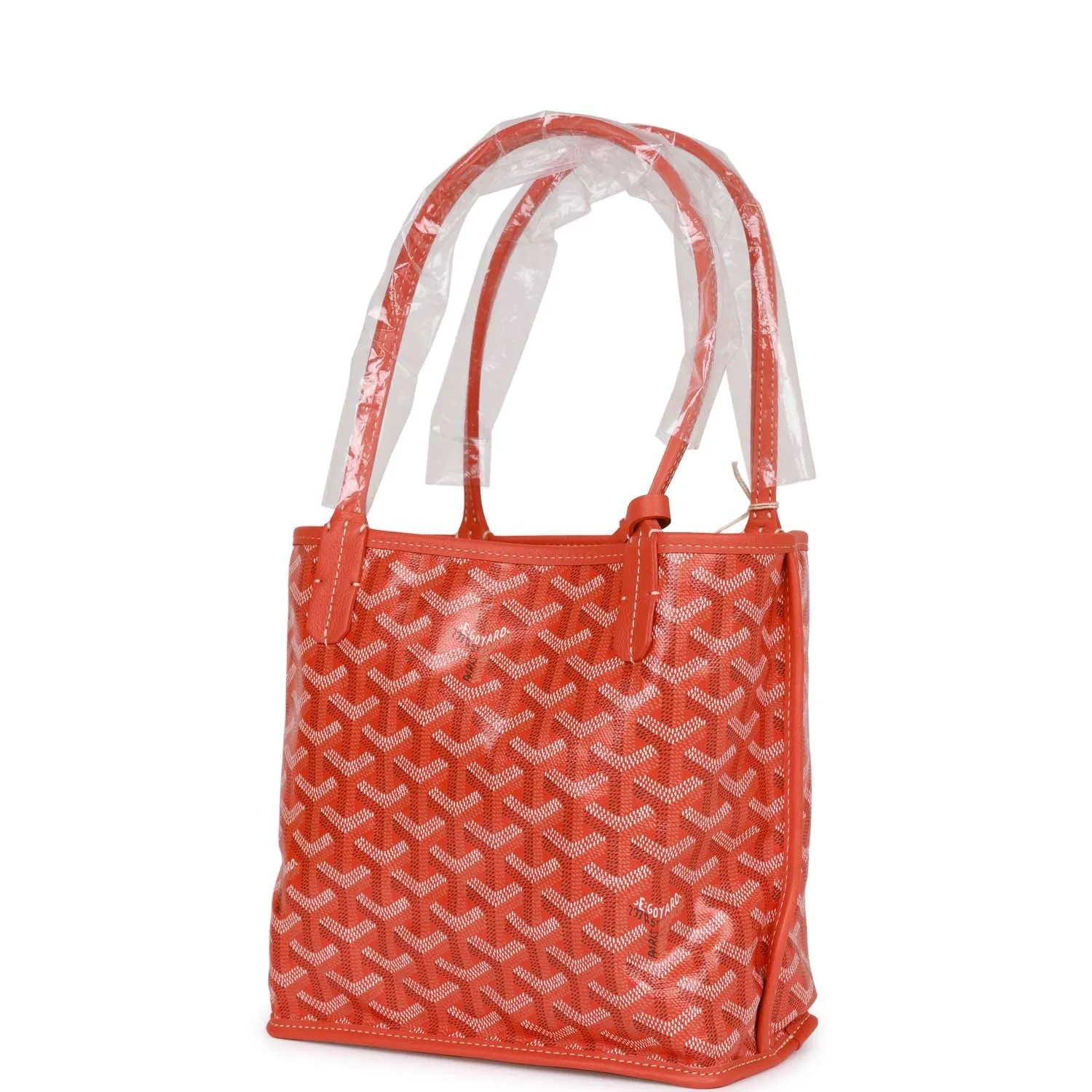 Goyard Goyardine Orange Anjou Mini Reversible Tote Bag Silver Hardware