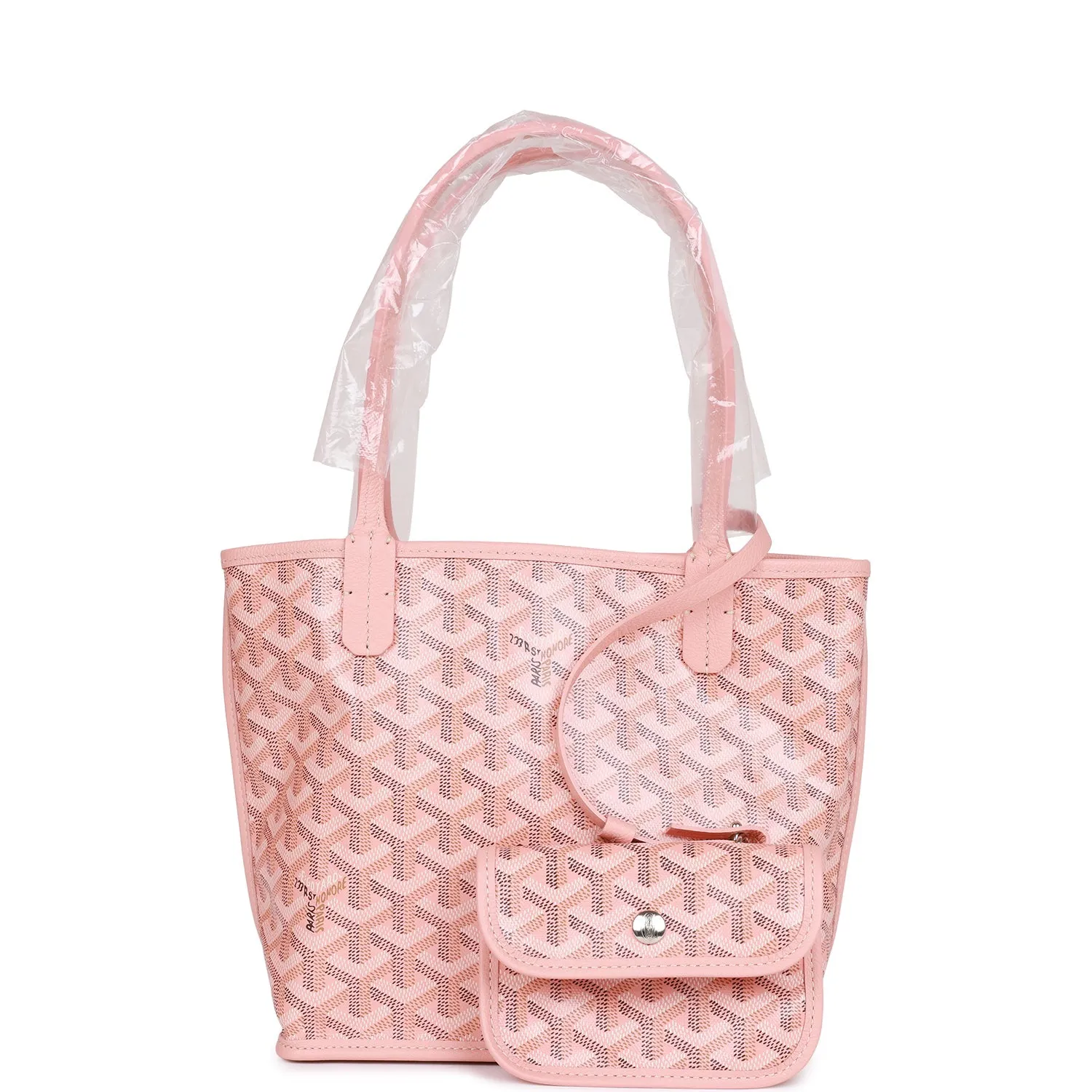 Goyard Goyardine Rose Pink Anjou Mini Reversible Tote Bag Silver Hardware