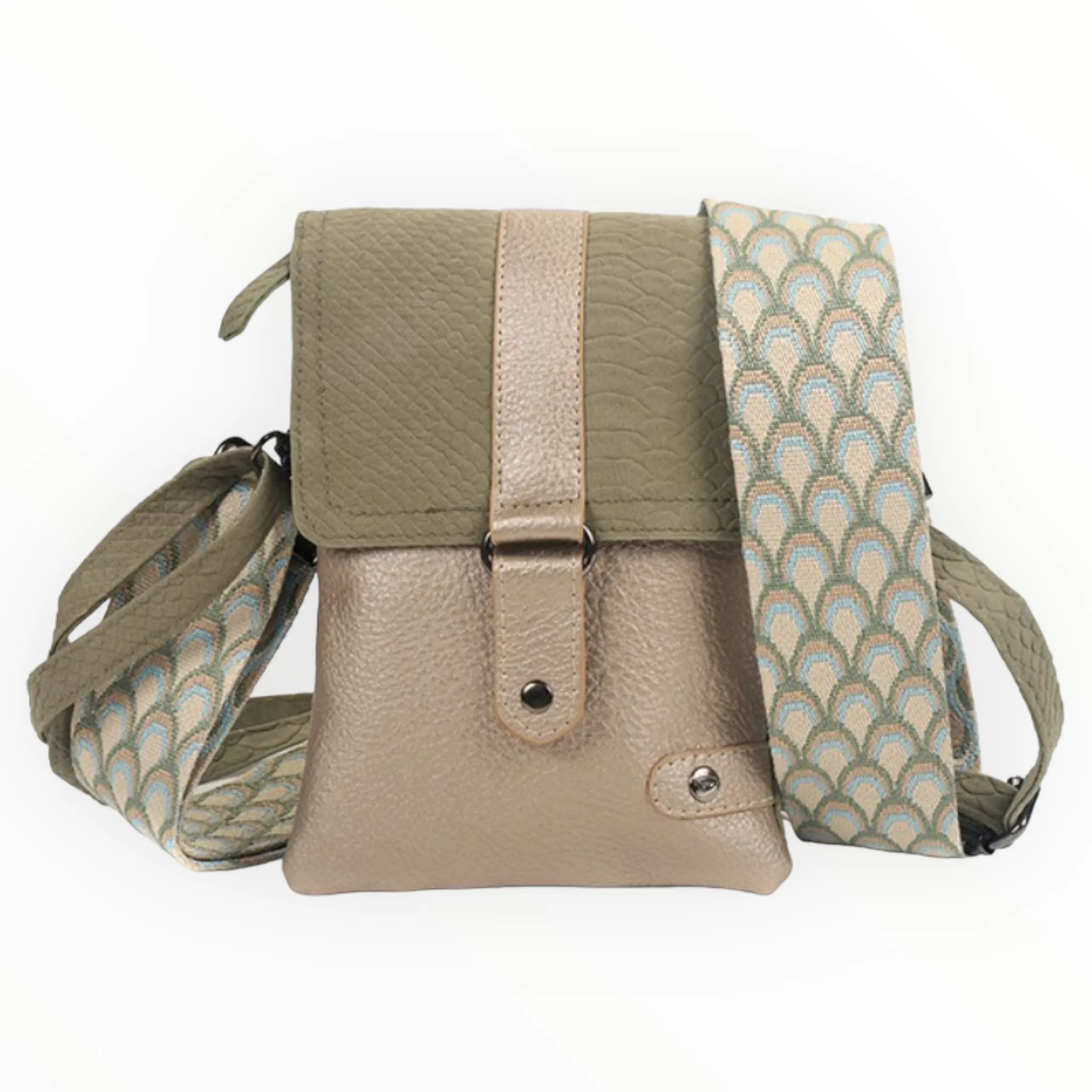 Groen crossbodytasje / schoudertasje Portofino met extra verwisselbare band