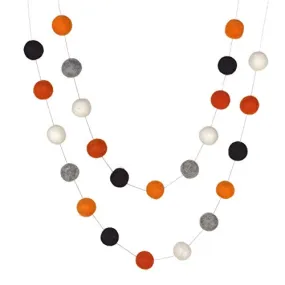 Halloween Felt Ball Garland- Black, Gray, Orange & White