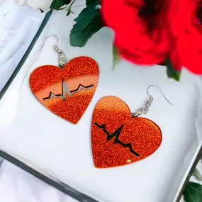 Heartbeat Earrings - Nurse Earrings, Cardiology Earrings, Cardiologist Gift, Heart Attack, CPR Instructor, Handmade Earrings