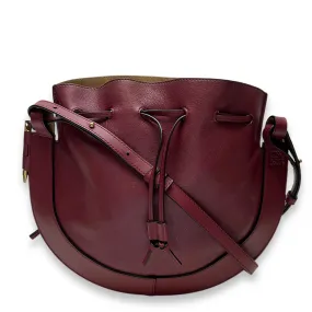 Horseshoe Crossbody Bag  Maroon in Calfskin , Gold Hardware