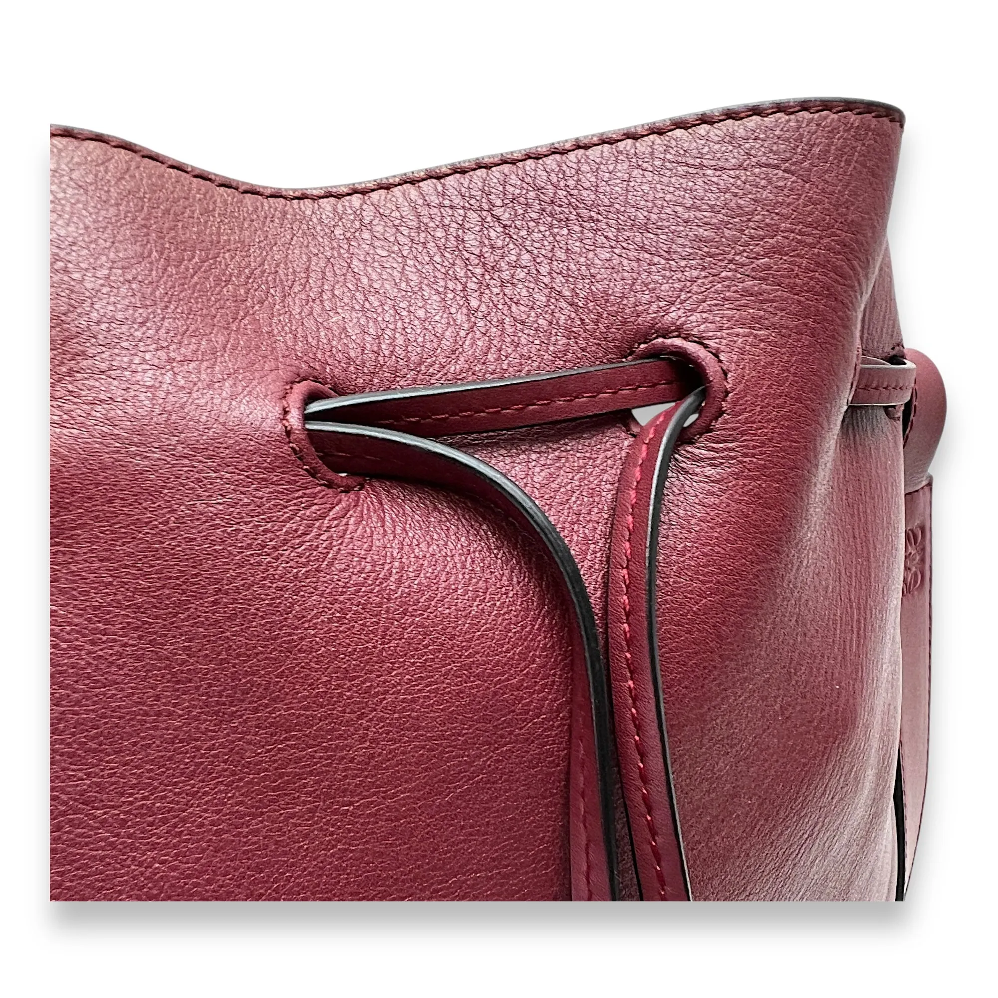 Horseshoe Crossbody Bag  Maroon in Calfskin , Gold Hardware