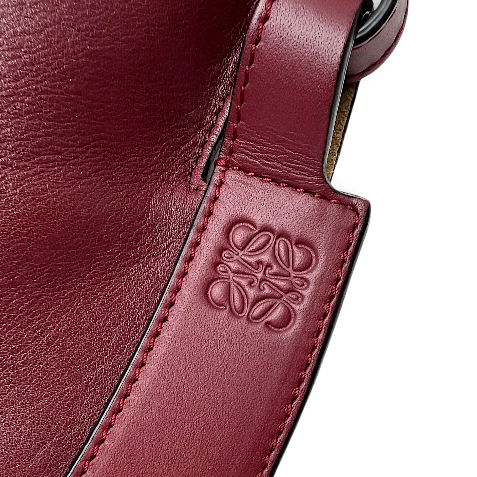 Horseshoe Crossbody Bag  Maroon in Calfskin , Gold Hardware