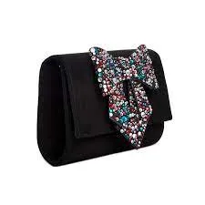 INC International Concepts Maraa Gemstone Bow Clutch Handbag Women's Bag Purse - Black