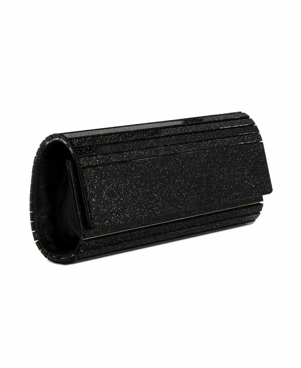 Inc Marietta Elongated Glitter Clutch black