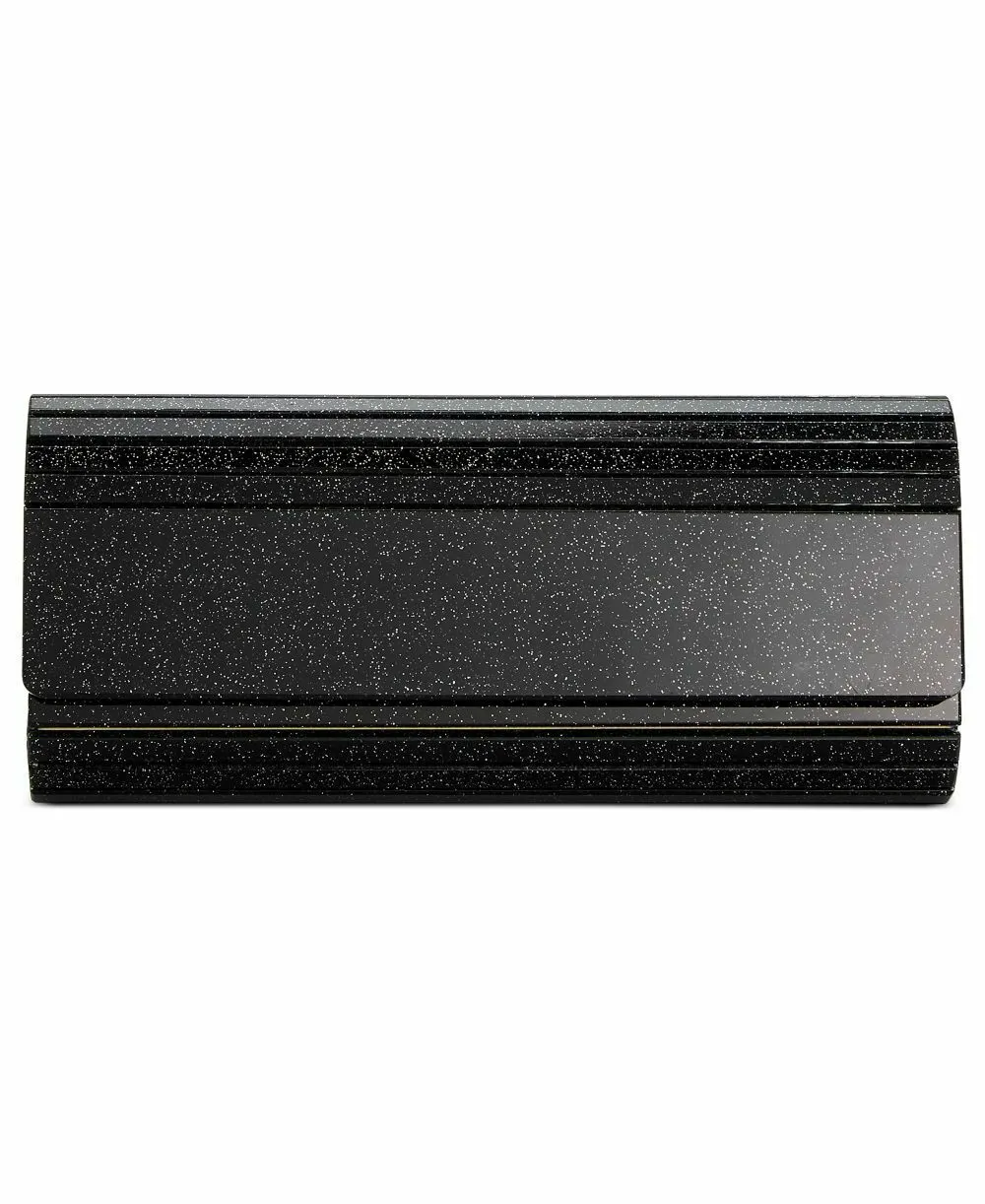 Inc Marietta Elongated Glitter Clutch black