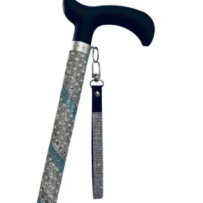 Jacqueline Kent "Sugar Cane" Turquoise & Pearl Stripe Adjustable Cane