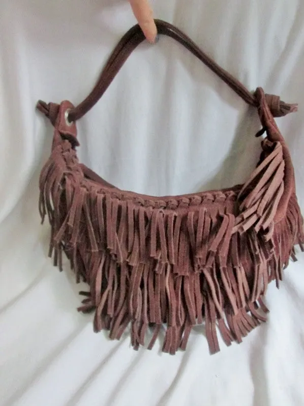 JANA FEIFER Fringe leather indie hobo satchel shoulder bag hobo purse BROWN hippy