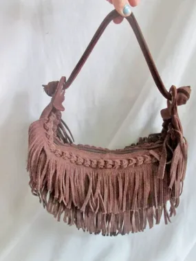 JANA FEIFER Fringe leather indie hobo satchel shoulder bag hobo purse BROWN hippy