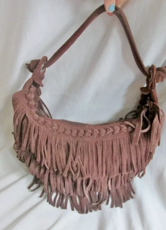 JANA FEIFER Fringe leather indie hobo satchel shoulder bag hobo purse BROWN hippy