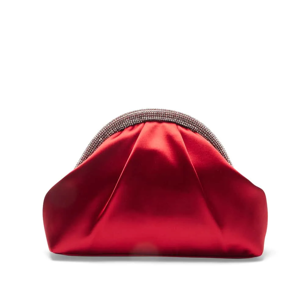 Jane Clutch in Red Satin