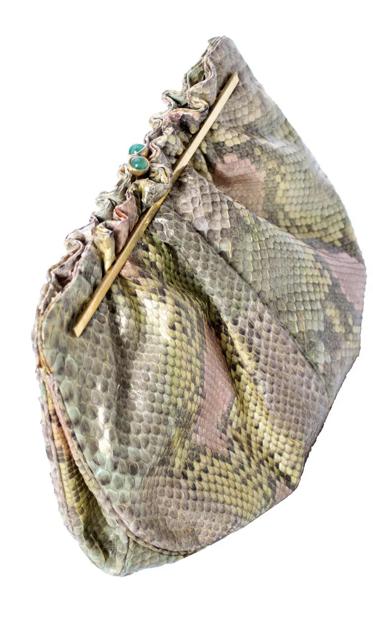 Judith Leiber snakeskin designer vintage handbag with coin purse