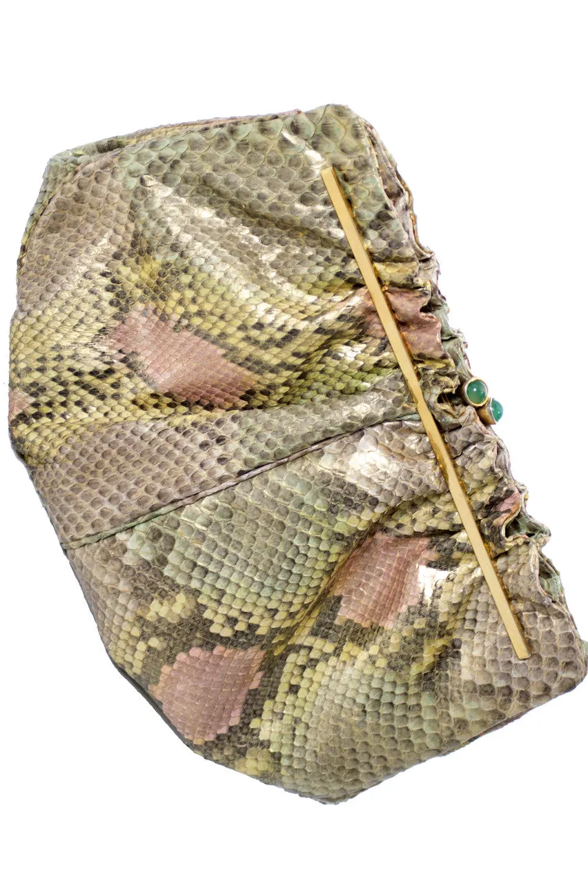 Judith Leiber snakeskin designer vintage handbag with coin purse