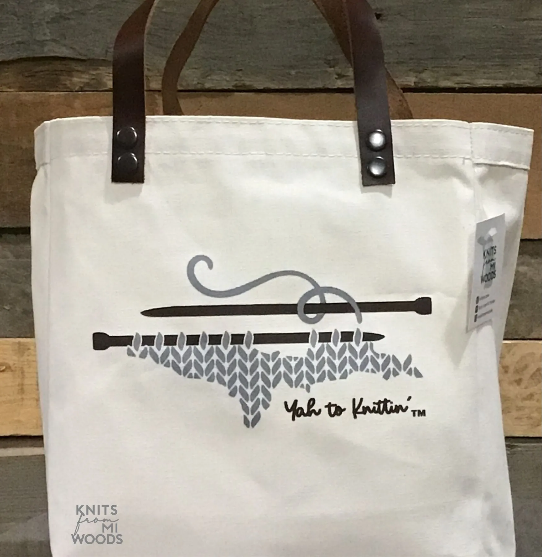 Knittin' in the Mitten Canvas Tote