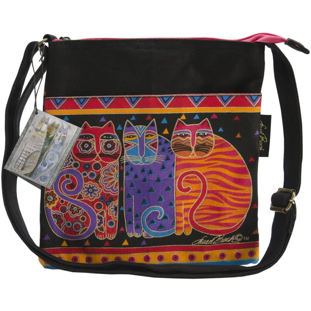 Laurel Burch Cat Crossbody Purse with Zipper Top