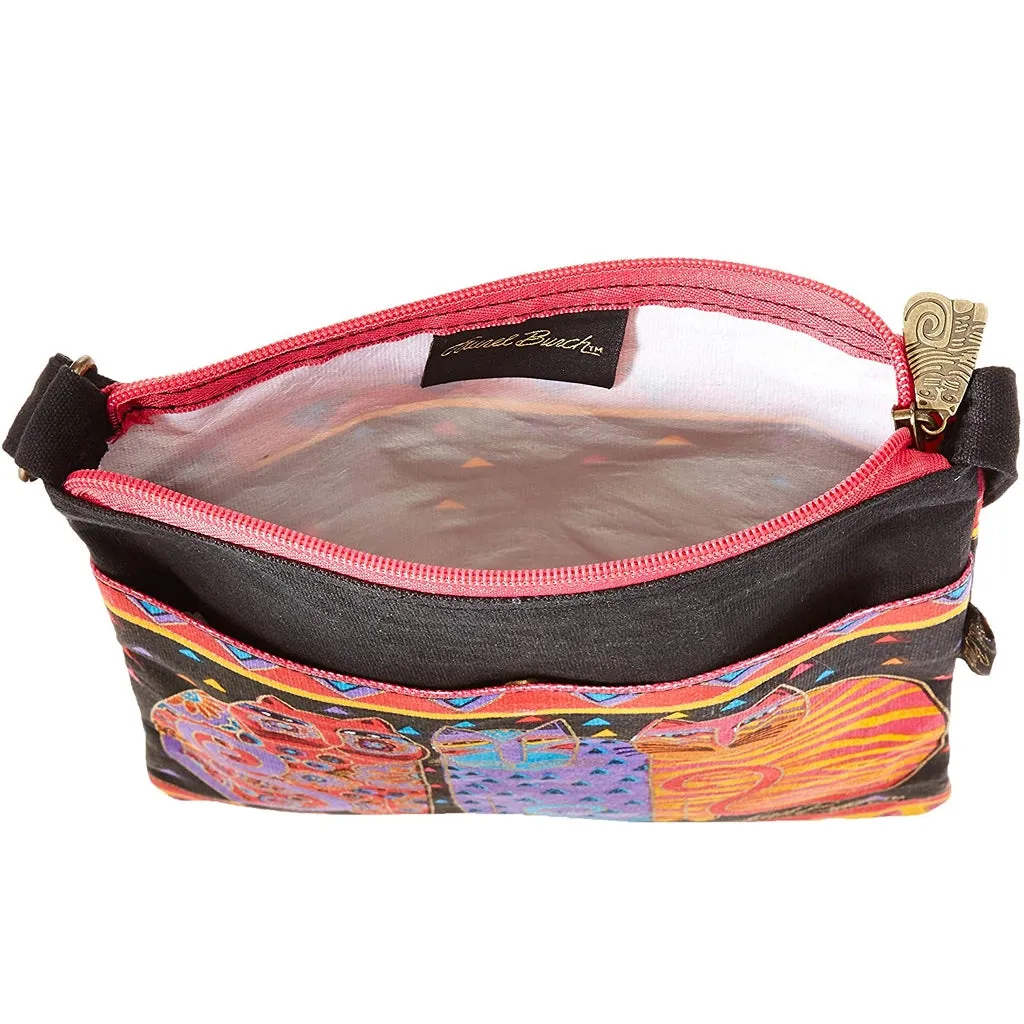 Laurel Burch Cat Crossbody Purse with Zipper Top