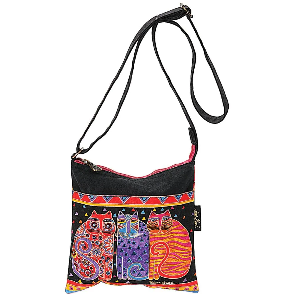 Laurel Burch Cat Crossbody Purse with Zipper Top