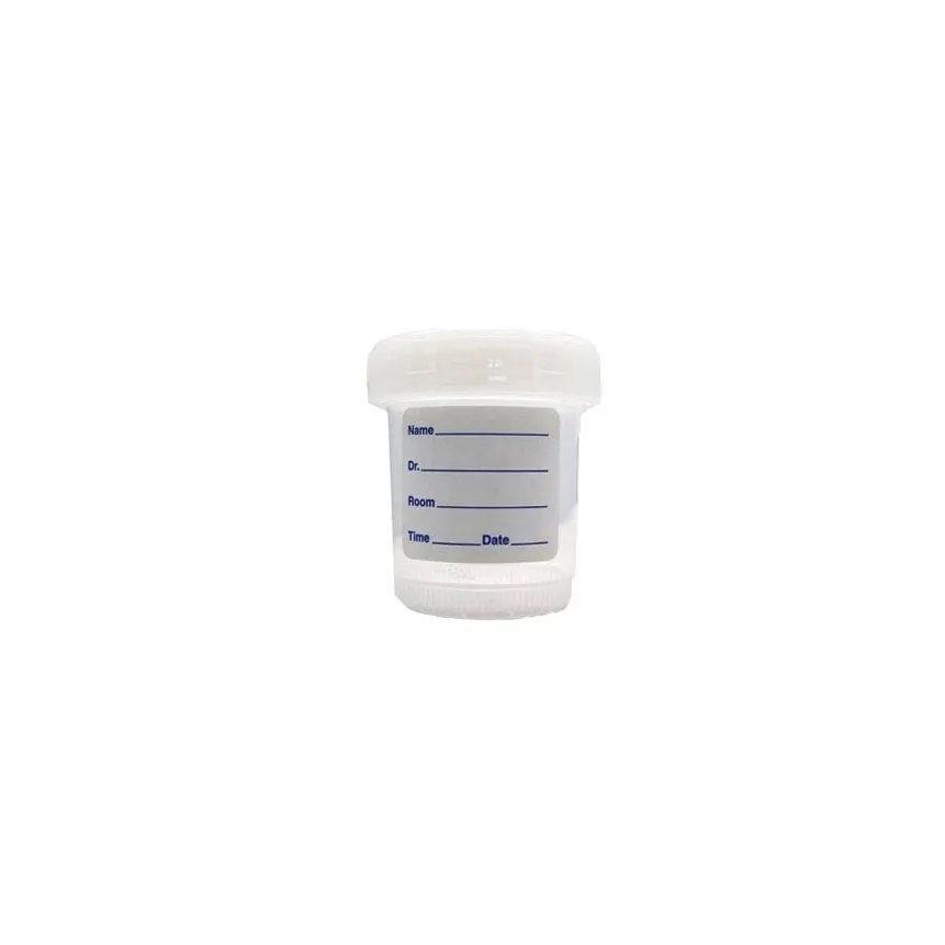 Leakbuster™ Specimen Container, Sterile, Orange Cap, with Tamper Tab Patient Label