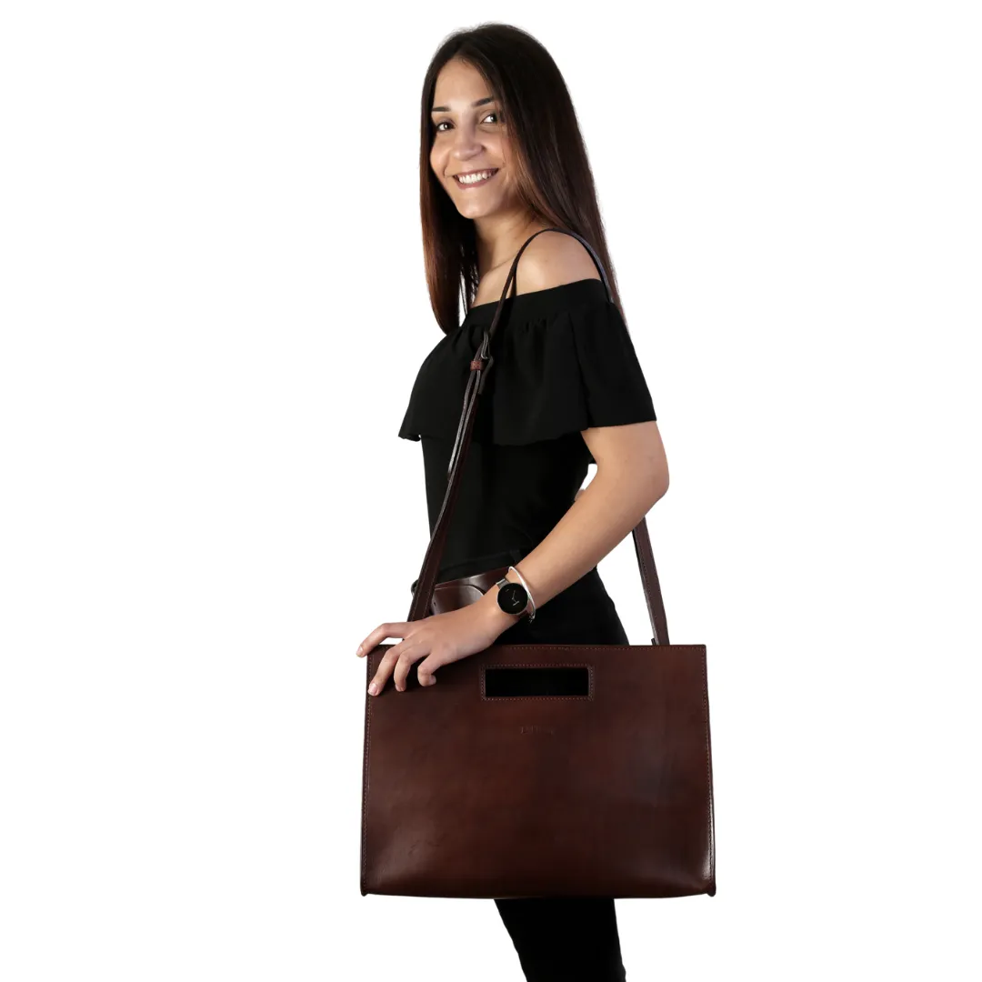 Leather Tote Dark Brown Mod 113