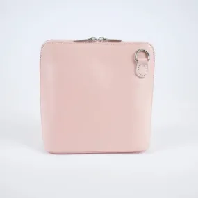 Light Pink Mini Structured Italian Leather Crossbody Bag