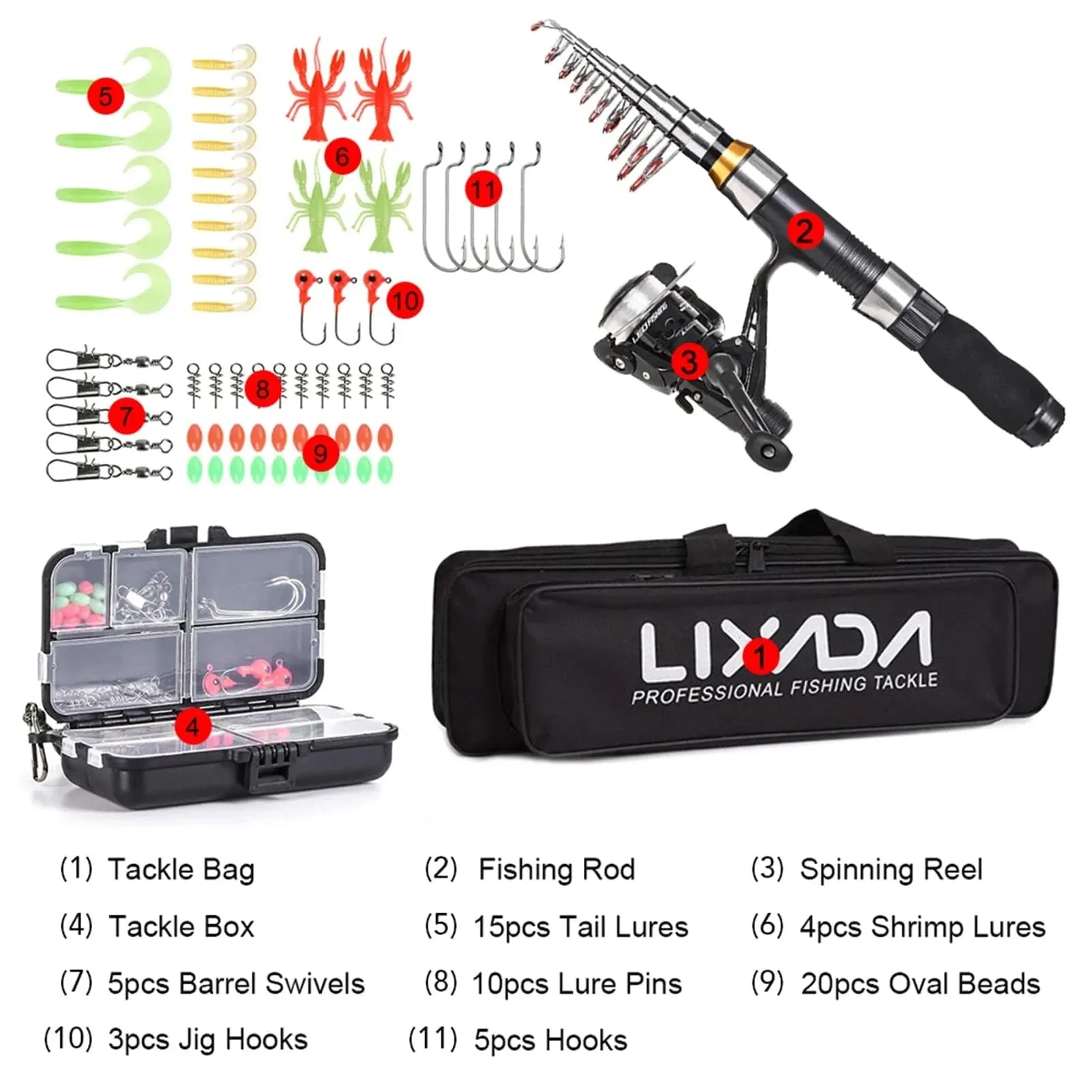 Lixada 2.1m 2.3 m Telescopic Fishing Rod Reel Combo Full Kit Carbon Fiber Rod Pole Spinning Reel Fishing Bag Case Pesca Gear Set