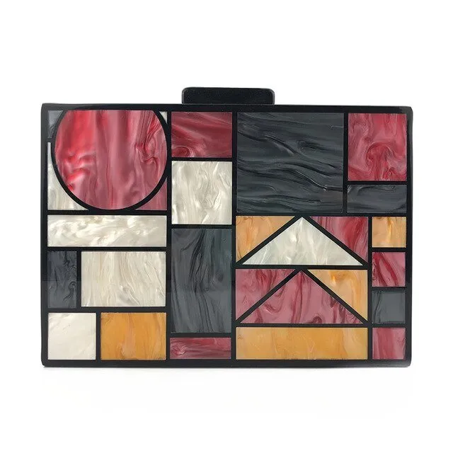 Luxy Moon Acrylic Clutch Bag For Women Geometric Patchwork