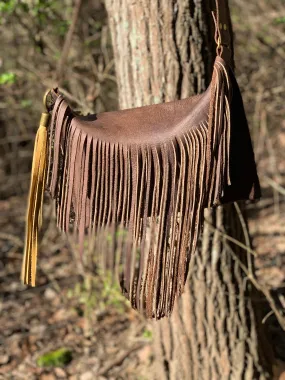 “Marci” Fringe across-Body Leather Bag