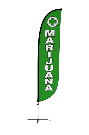 Marijuana Feather Flag Green