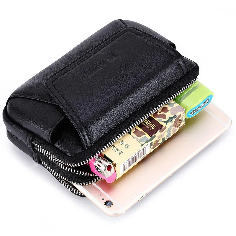 Men Genuine Leather Waist Bag Phone For Outdoor Travel Daily