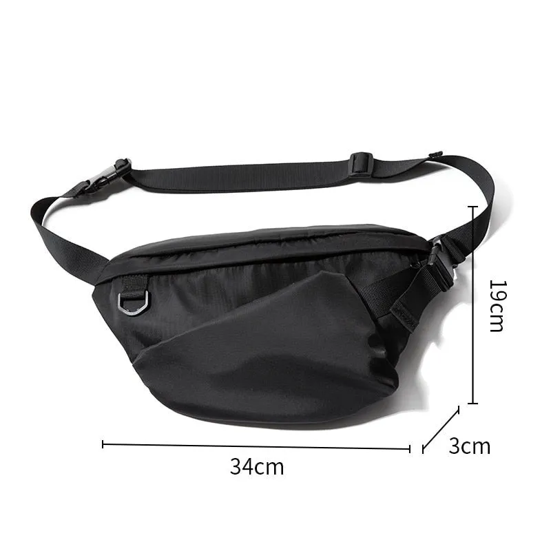 Men's Bag Oxford Waterproof 7.9inch Flat Crossbody Bag Sport Waist Bag for Men with Back Anti-theft Zipper Bag Outdoor Sling Bag