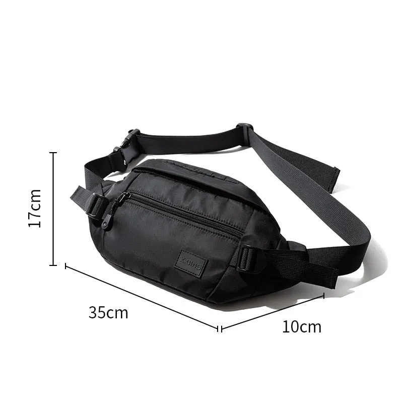 Men's Bag Oxford Waterproof 7.9inch Flat Crossbody Bag Sport Waist Bag for Men with Back Anti-theft Zipper Bag Outdoor Sling Bag