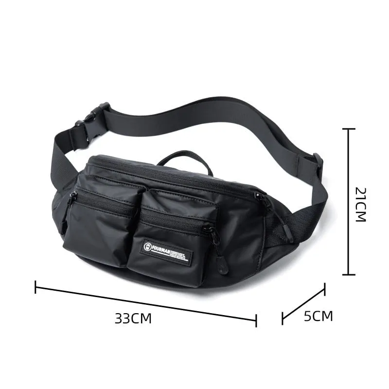 Men's Bag Oxford Waterproof 7.9inch Flat Crossbody Bag Sport Waist Bag for Men with Back Anti-theft Zipper Bag Outdoor Sling Bag