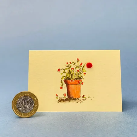 Mini card with felt detail - flowers (m1a)