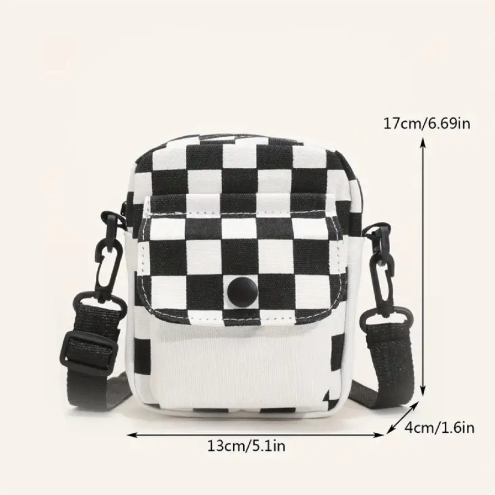 Mini Checkered Canvas Crossbody Bag