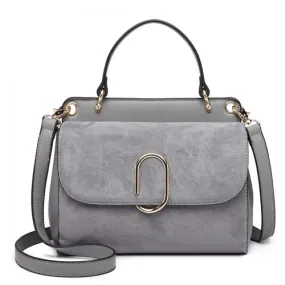 Miss Lulu Grey Stylish Ladies Leather Handbag Shoulder Bag - LB6871