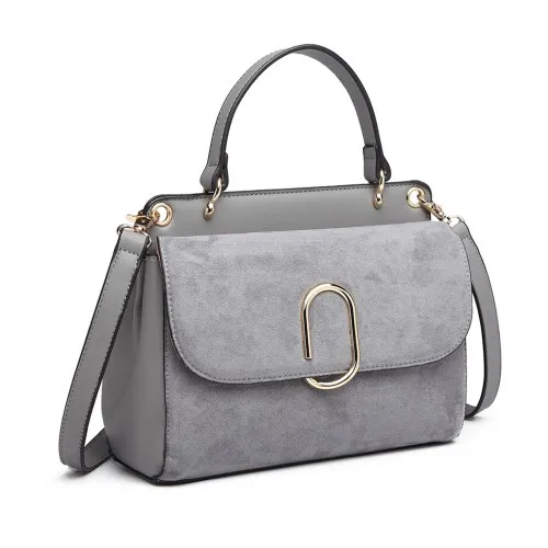 Miss Lulu Grey Stylish Ladies Leather Handbag Shoulder Bag - LB6871