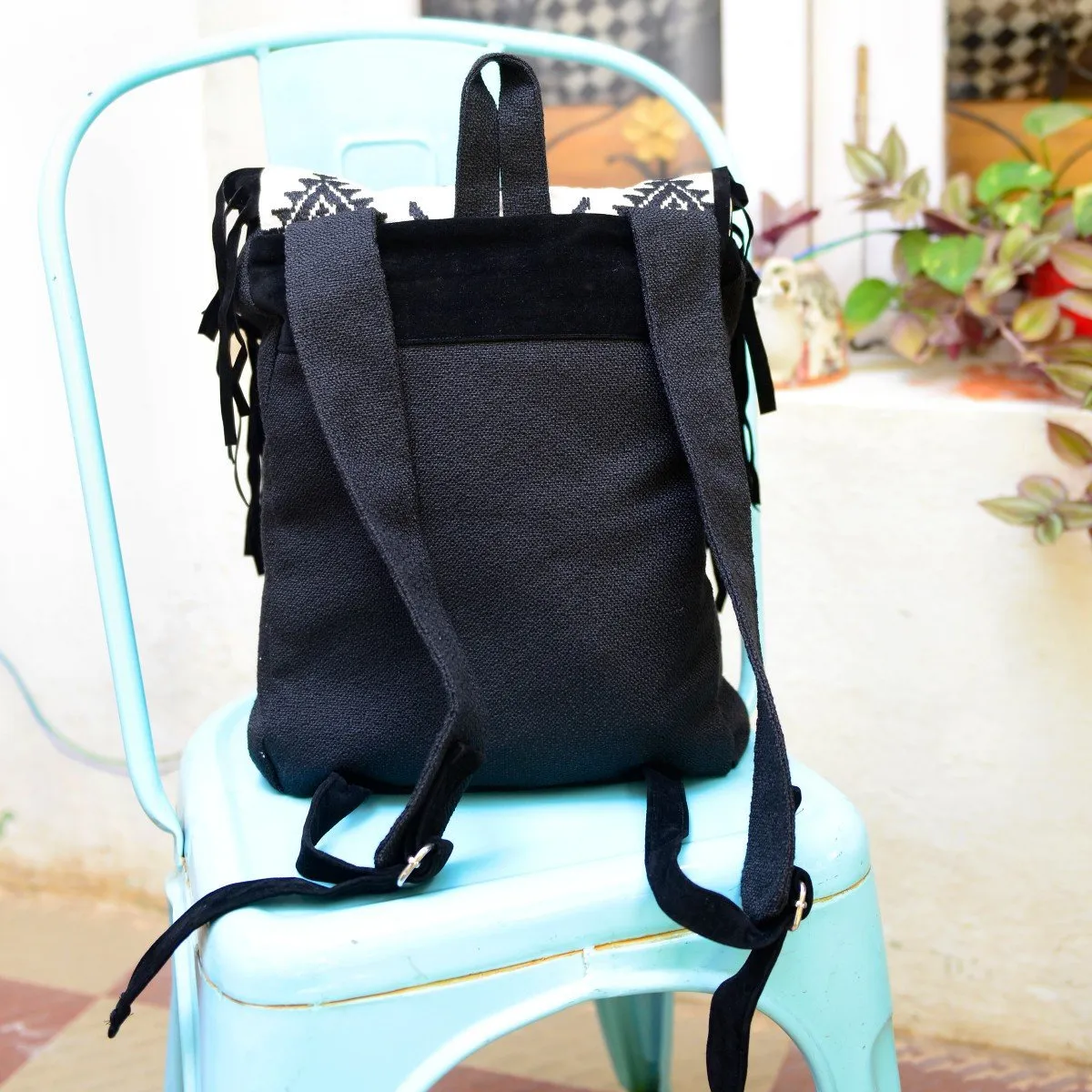 Monochrome Embroidered Backpack